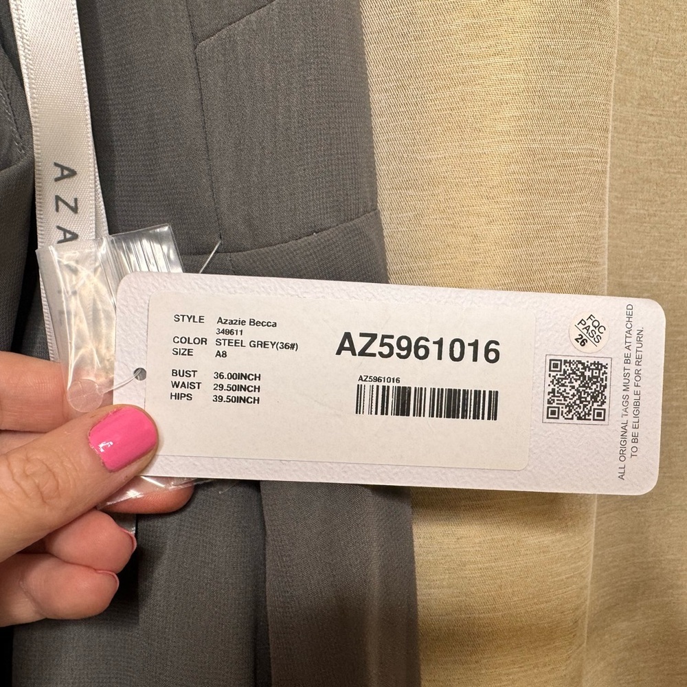 Azazie Becca Steel Gray Dress - Picture 2 of 8